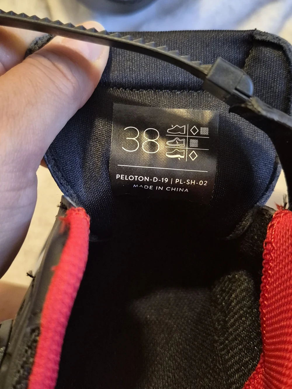 Peloton Kids Black and Red Cycling Sneakers with Buckle